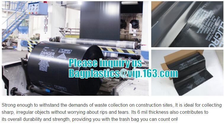 Hazardous Waste Yellow Plastic Bag Asbestos Garbage Bag,large size thicker LDPE asbestos remove bags,asbestos garbage ba