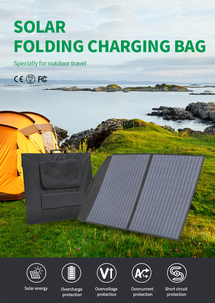 100w Portable Solar Panel Kit Outdoor Foldable Black / Camouflage