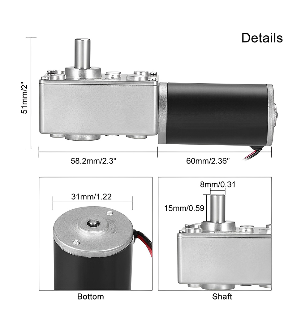 Faradyi Customizable Worm Gear Motor 12V 24V 300rpm High Torque Long Lifespan DC Motor With Encoder