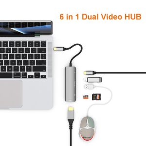 6 In 1 USB C To 4K HDMI Video Extender Adapter With USB A Data Port Card Reader