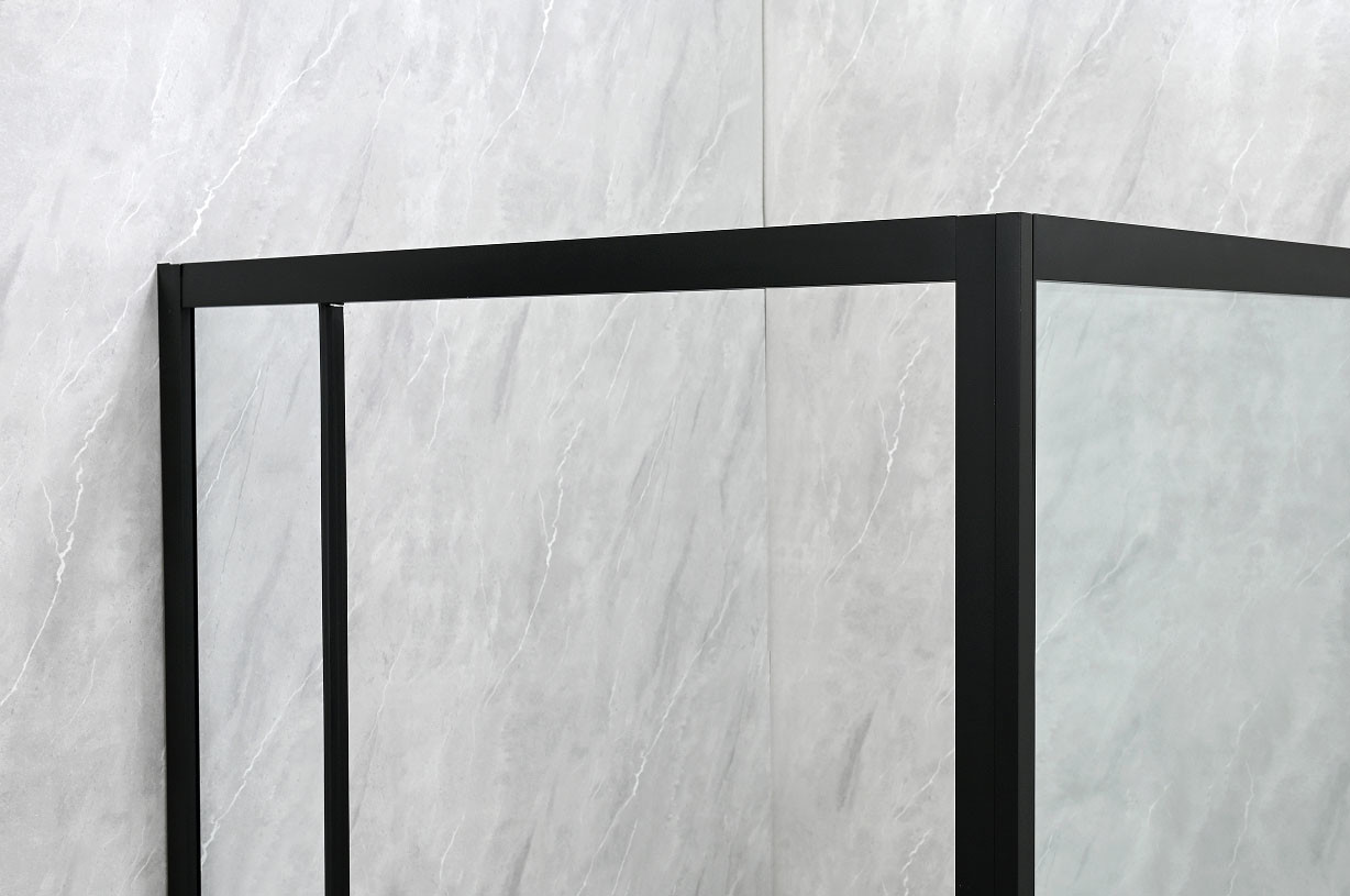 6/8mm Tempered Glass And Alum Frame Black Square Shower Enclosure Modern