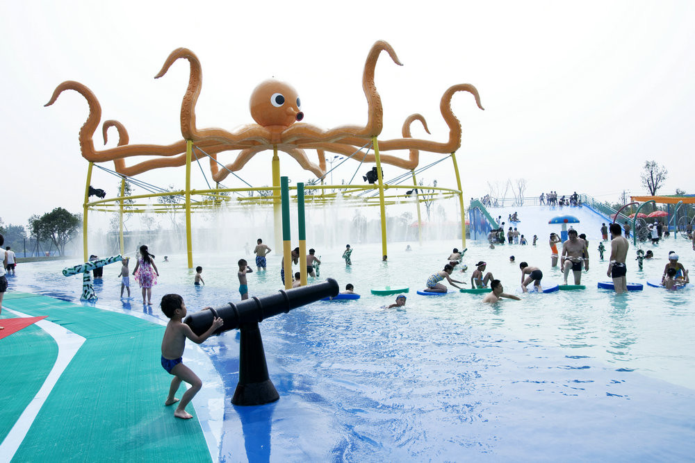 Customized Outdoor Octopus Spray For Aqua Play Water Park Items Fiberglass Equipment