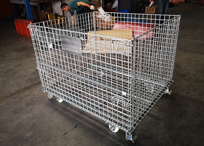 Workshop Metal Wire Mesh Storage Cages Galvanized Surface 800*600*640mm
