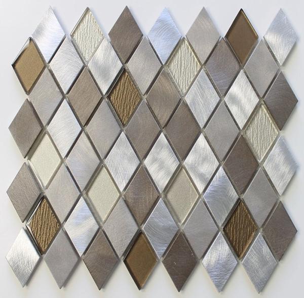 Diamond Shaped Backsplash Mosaic Glass Tile Sheets , Mosaic Glass Wall Tiles For