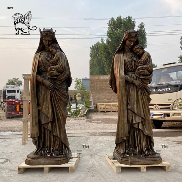 Bronze Virgin Mary Statue Life Size Mother Mary Jesus Brass Sculpture Metal