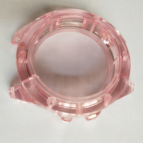 Pink Sapphire Crystal Watch Case, 39mm Watch Case Protective With Three Parts