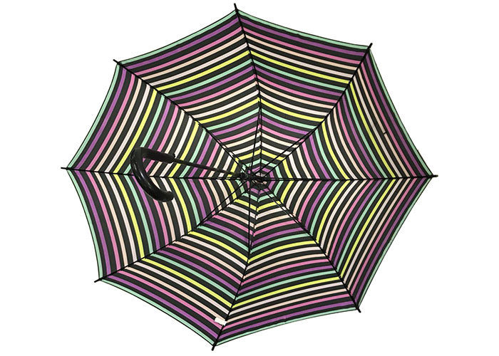 Colorful Striped Auto Open Stick Umbrella Rain Proof Firm Grip For Female