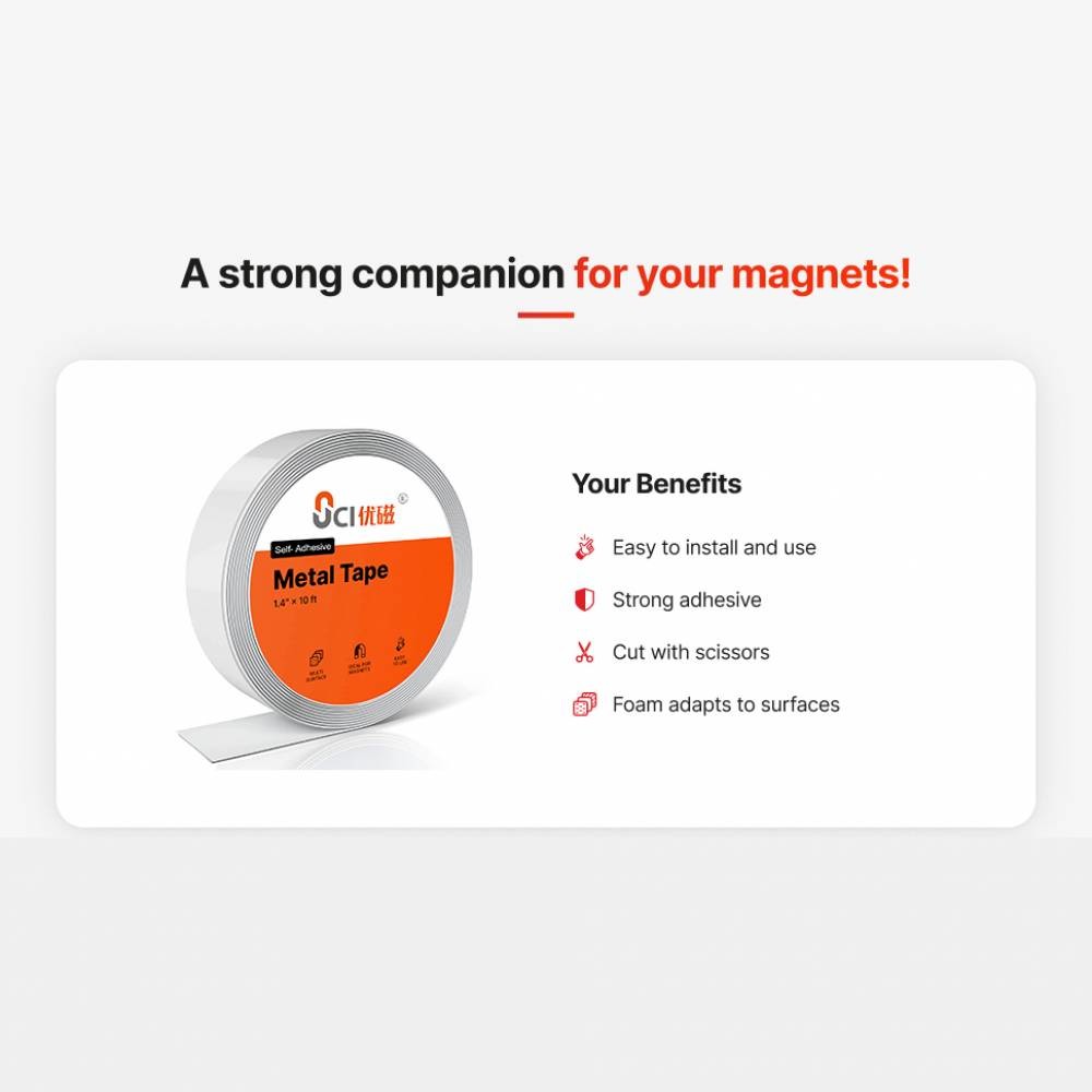 3m 10m Lightweight Self Adhesive Steel Tape Flexible Magnet Material OEM