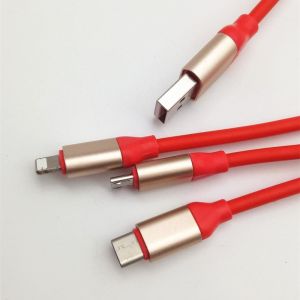 1.2 M 3 in1 Multi-Function Durable TPE Micro USB Type C charging Cable Cord For