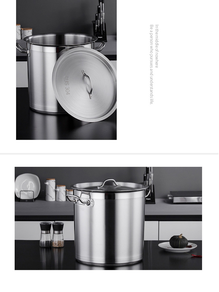 Factory Direct Sale Kitchen Cooking Pots Cookware 304 Stainless Steel Soup Bucket Metal Large Capacity Stock Bucket