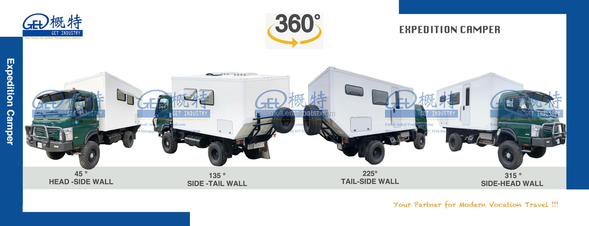 Light Self-Support RV Body 4.9m 16ft Camper for Flatbed Trucks and Off-Road Expeditions