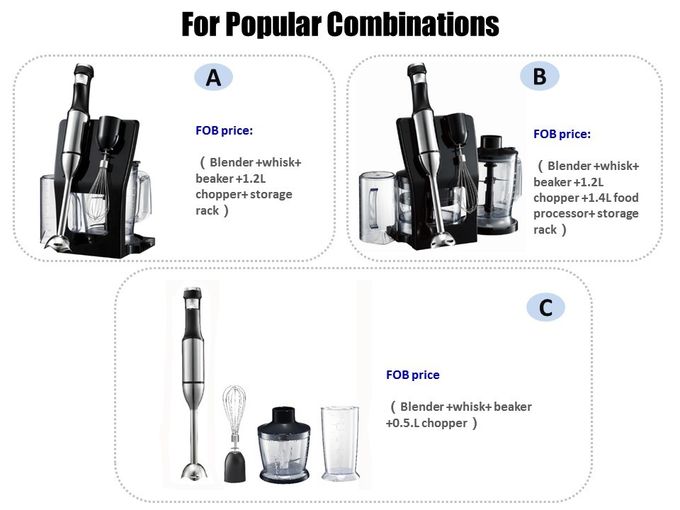 800W Stainless immersion blender With Chooper and Processing Bowl