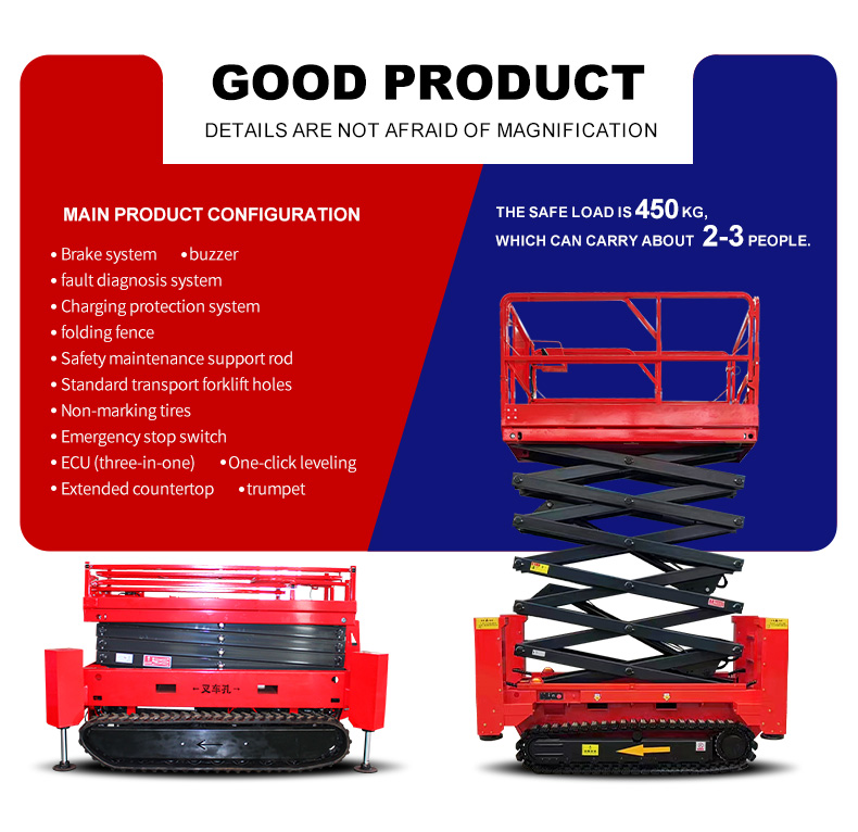 High Operating Efficiency 10 Meter Scissor Lift Electric Table Mobile Self Propel Driving