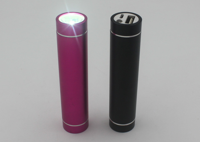 Black / Pink Cylindrical Micro USB Power Bank With Logo Printing CE ROHS