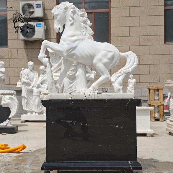 White Marble Horse Statue Life Size Animal Garden Statues Sculptures Stone