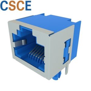 Half Shielded RJ45 Modular Jack 8P8C Right Angle Blue / Yellow / Black Color