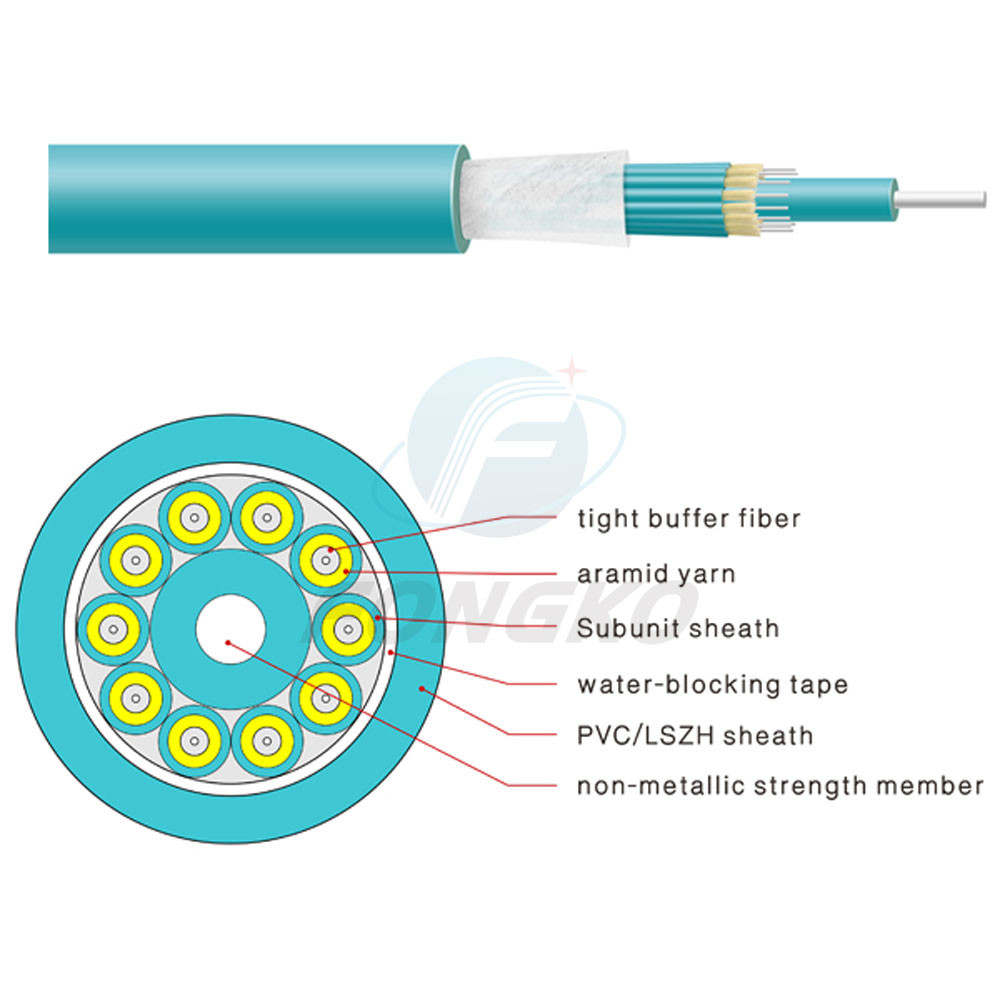 2-12 Core BreakOut Indoor Fiber Optic Cable GJBFJH Single Mode G652D