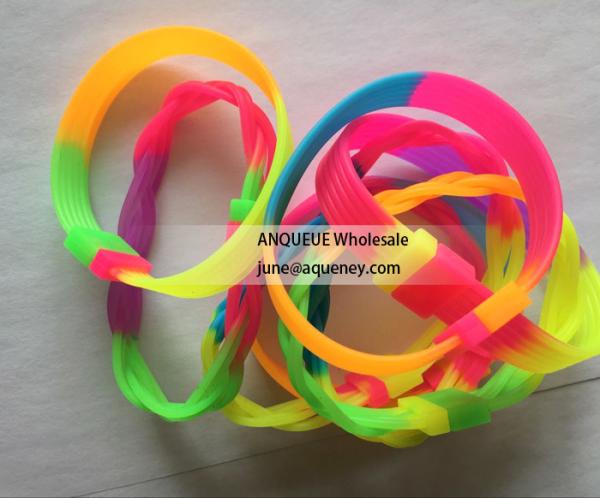 New style rainbow Twist Silicone Rubber Bracelets,Silicone Braided bracelet