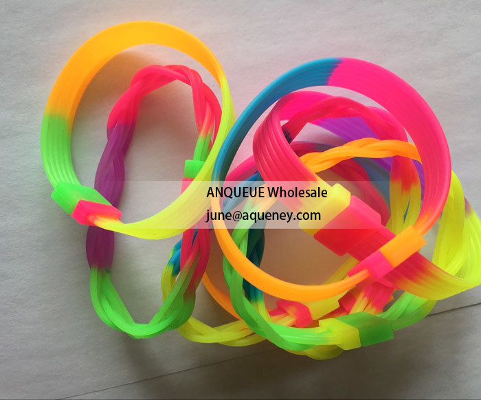Cheap rainbow bracelet silicone wristbands, braid silicone wristband
