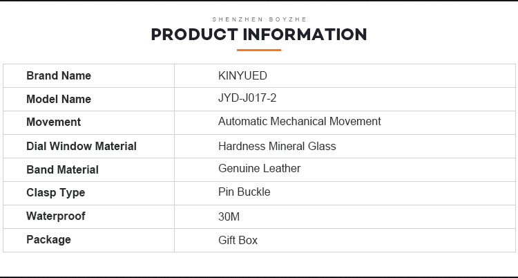 KINYUED KINYUED new design automatic men watches movement leather luxury relojes mechanical watches men