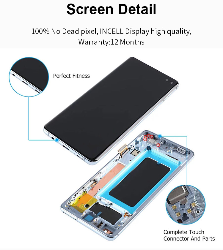 Black Blue Cell Phone OLED Screen For SAM Galaxy S10 G973F G973