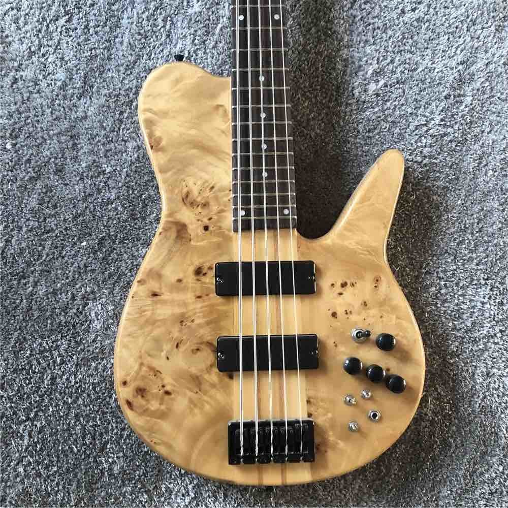 Factory Custom Factory 5 strings Wood color Whole body Butterflys electric bass Black metal hardware