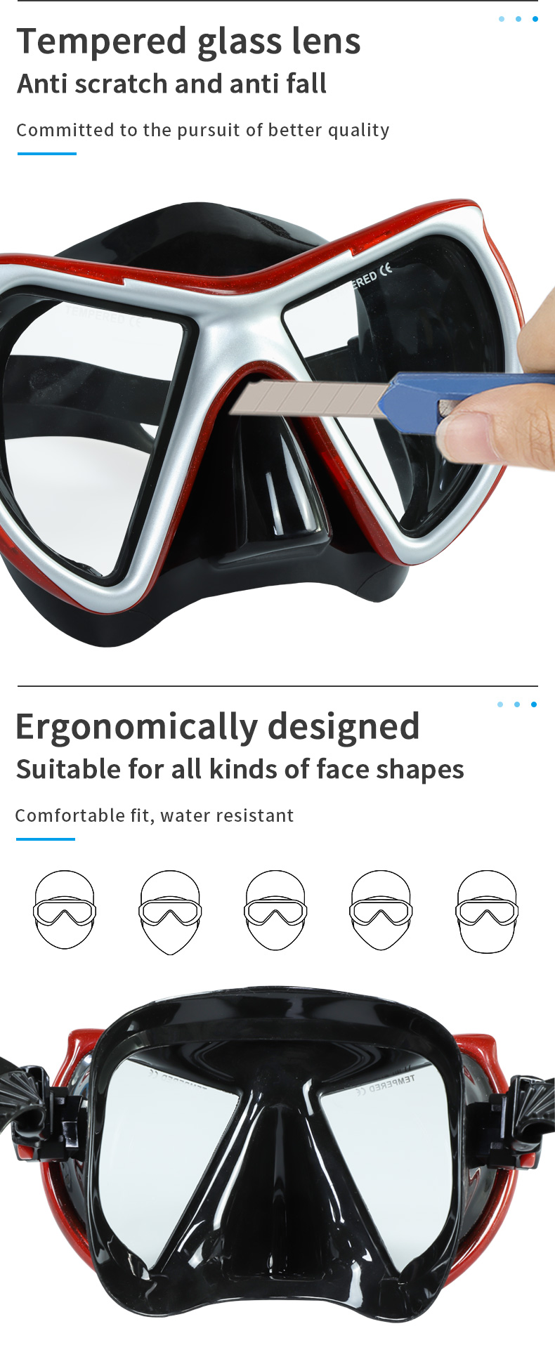 4mm Tempered Glass Dive Prescription Snorkel Mask Anti Fog Underwater