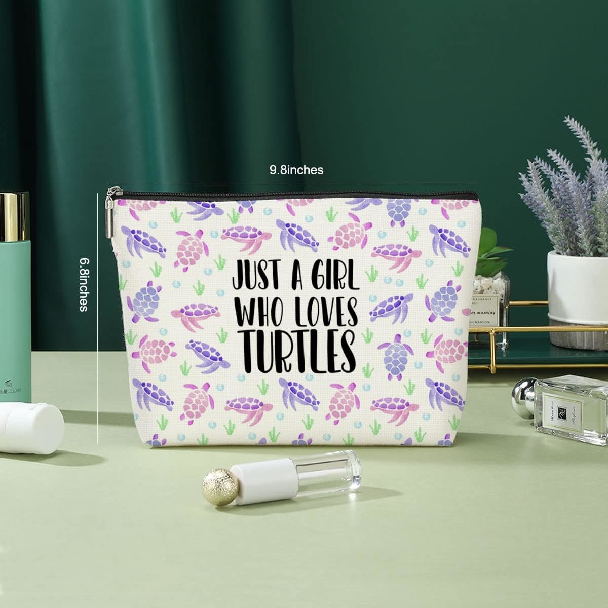 Soft Waterproof Watercolor Sea Turtle Make Up Bag For Women Cosmetic Travel Bag