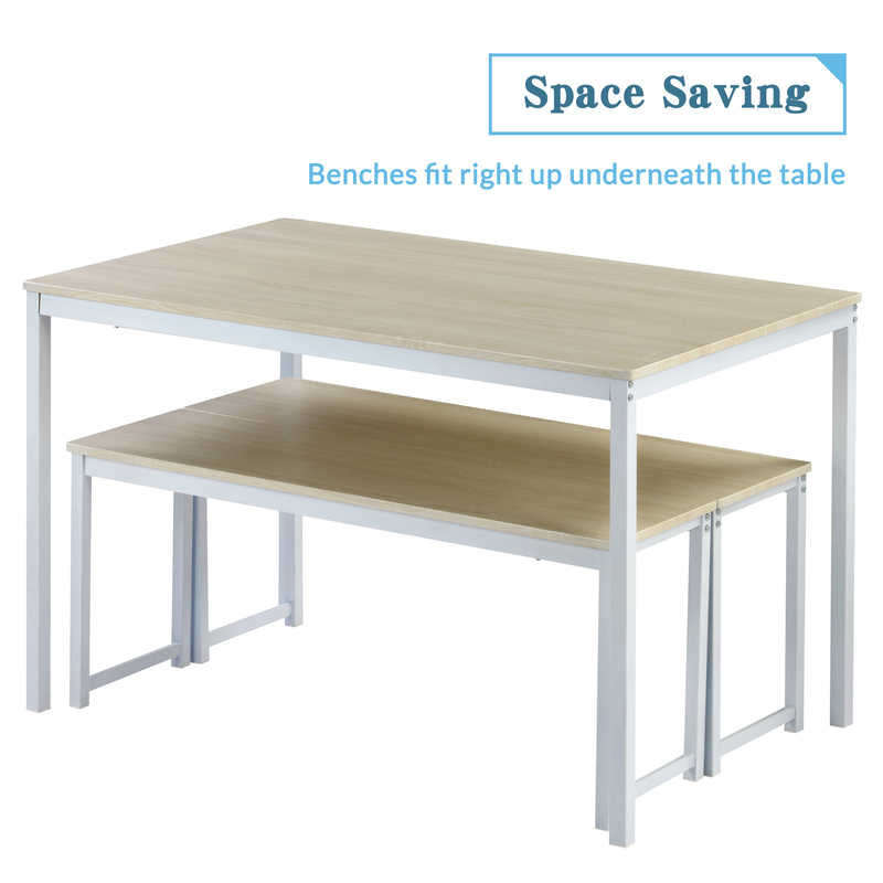 47.3" L 3 Piece Dining Room Table And Chair Set With Two Benches