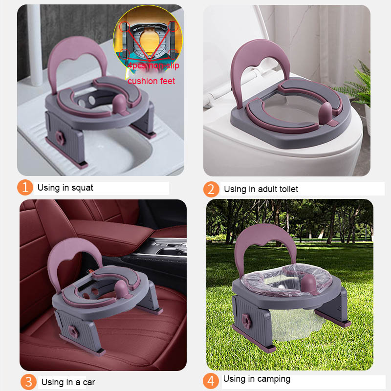 Solid Pattern Eco Friendly Baby Potty Toilet in Oriental Cherry/Sea Blue/Gray