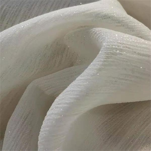 Quality Silver Yarn Chiffon Solid  85gsm Polyester Chiffon Fabric for sale