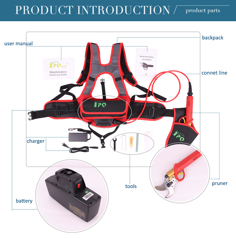 Swansoft Professional Electric Pruning Shears 4.0ah Li-ion Battery 4.0CM Bypass Electric Pruner
