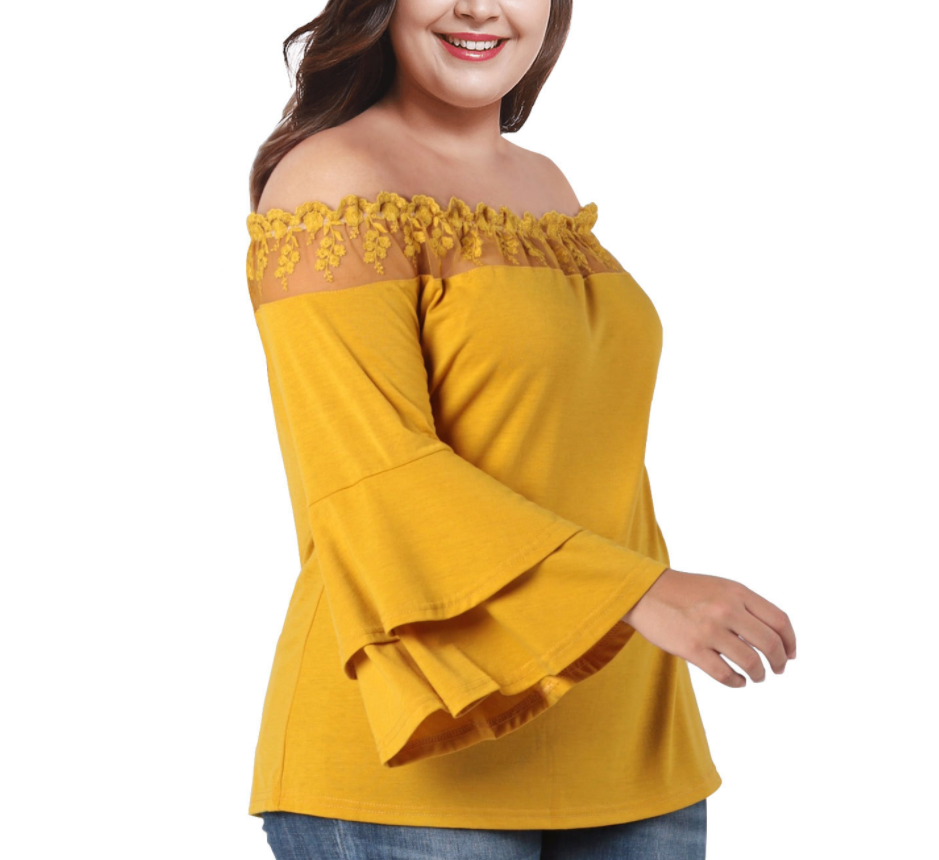 Factory wholesale plus size clothing women lace blouse