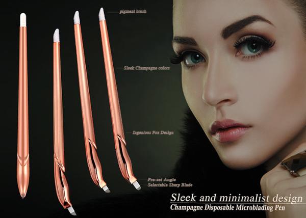 Luxury Champagne Sleek Disposable microblading Pen For Eyeliner with Pigment