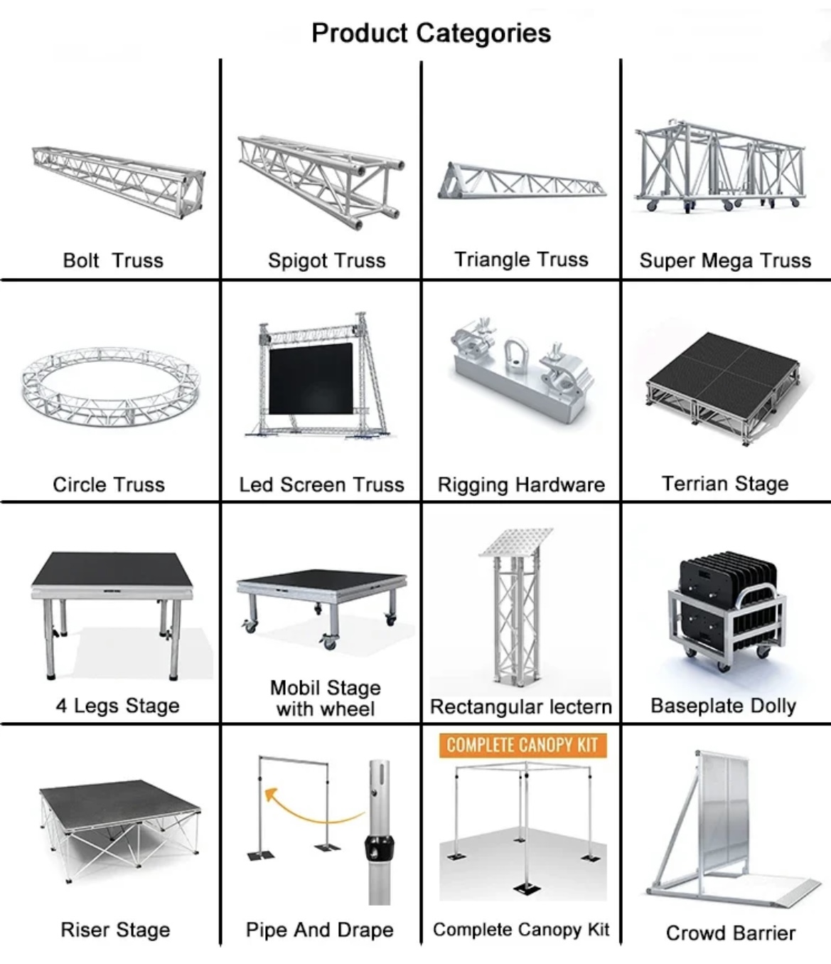 Square Aluminium Stage Deck Black Waterproof Modular Stage Platform