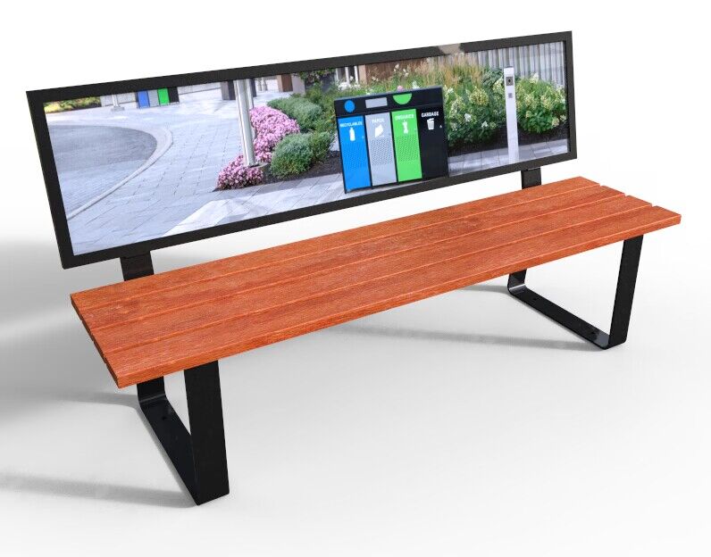 wooden advertising bench