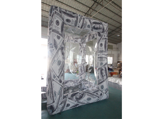 2.3x3.2mH Oxford Dollars Printing Inflatable Money Machine Booth