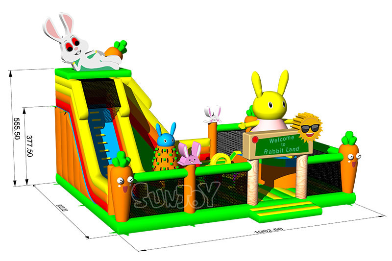 Custom Rabbit Land Cartoon Theme Inflatable Bouncy Climbing Castle