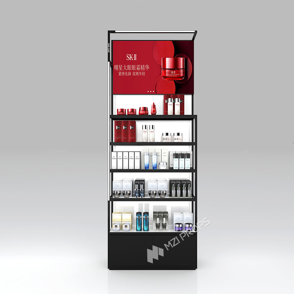 KLNS-R2 Translucent Panels Skincare Display Cabinet with Black Aluminum Slots