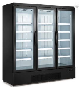  1500L Glass Door Upright Freezer Full Size For Meat Ice Cream Manufactures