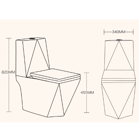Modern Ceramic Toilet WC Set with Gold Finish Dual Flush Siphon Flush Luxury Bathroom