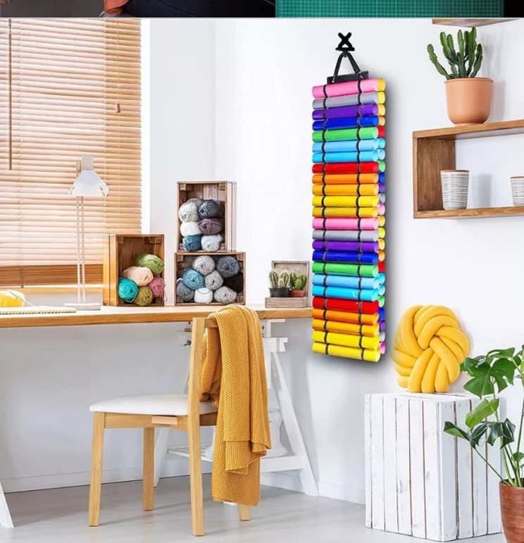 48 Rolls Wall-Mount Vinyl Storage Holder Vinyl Rolls Storage Organizer Rack Houseware