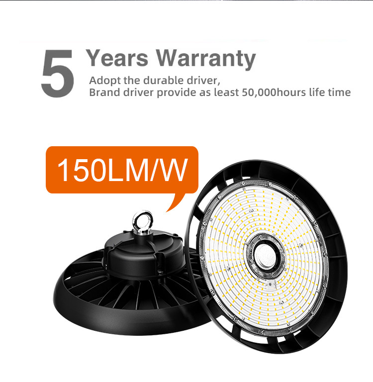 Workshop Sport Halls 50w 100w 150w 200w 300w Aluminum Industry Dimmable Explosion Proof IP65 UFO LED High Bay Light