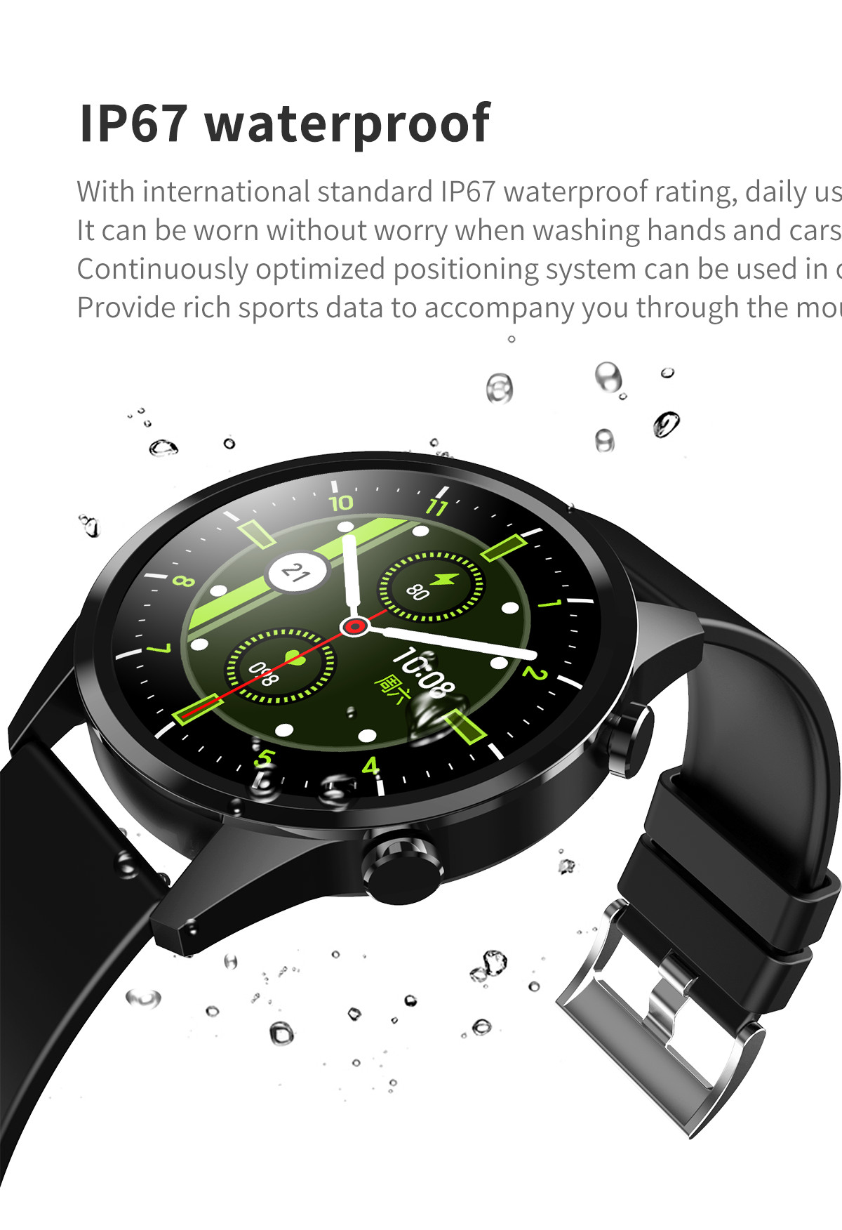 RoHS Round Face Fitness Tracker , 200mAh Blood Pressure Monitoring Watch