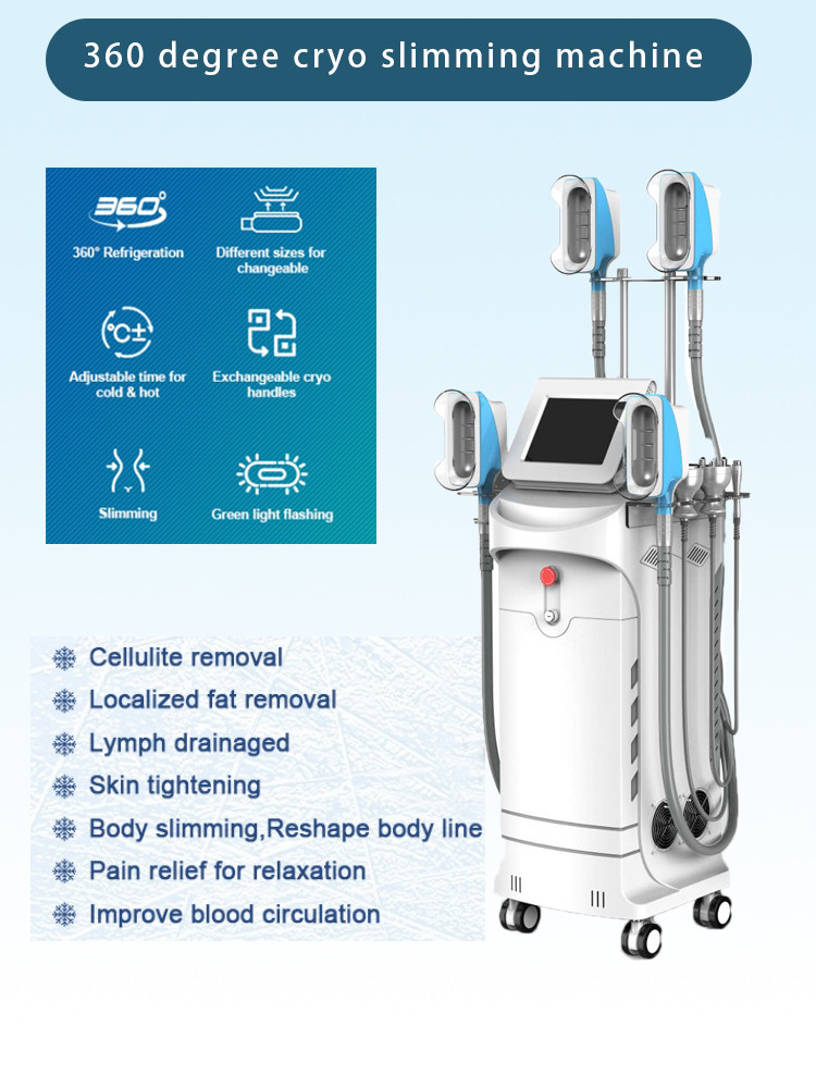 LF-265A 5 Cryo Handles 360 Cryolipolysis vacuum cavitation rf lipo laser Slimming Machine with Reduce Double Chin handle