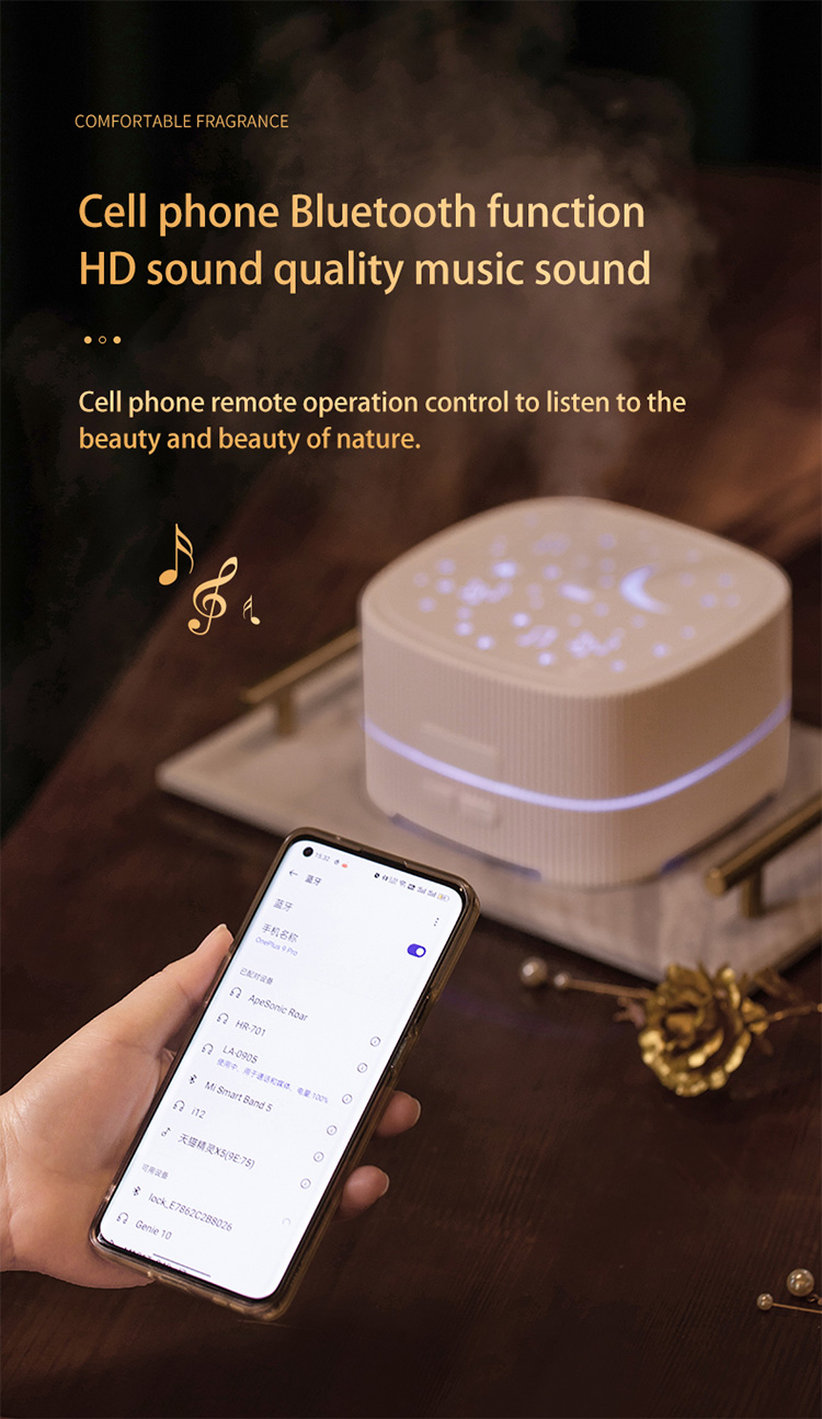 HOMEFISH Bluetooth Music LED Light Essential Oil Diffusers Aroma Diffuser Humidifier 500ML
