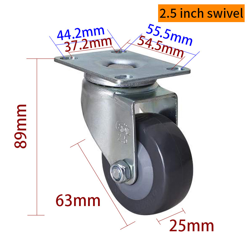 EDL Light Duty 2.5inch 70kg Plate TPU Caster by Rigid, Swivel and Brake type