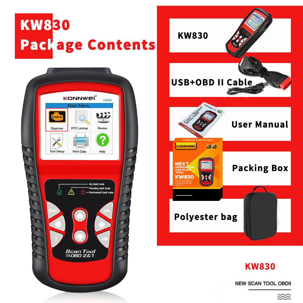 Real - Time Automotive OBD2 And Can Scanner Kw830 12 Months Warranty