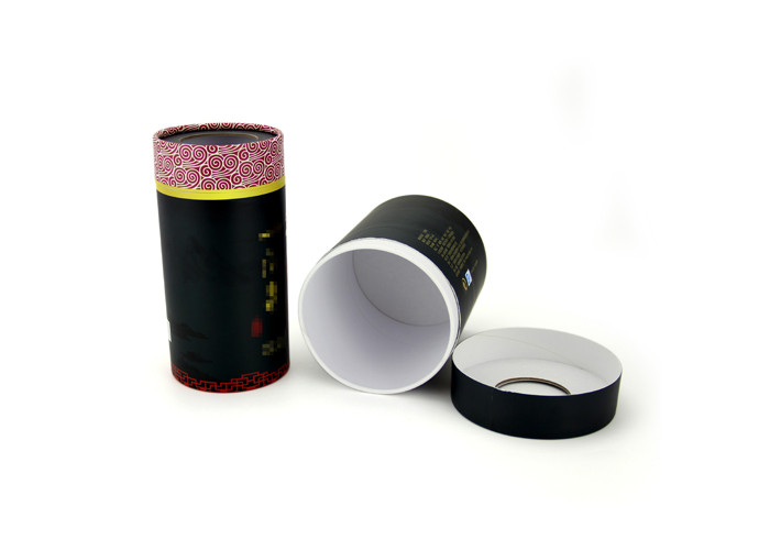 Black Color Round Paper Composite Cans Paper Canister With Window