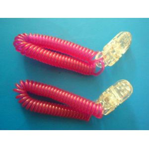 China Custom design rose red plastic wrist coil with clear plastic alligator mini clip for hold on sale